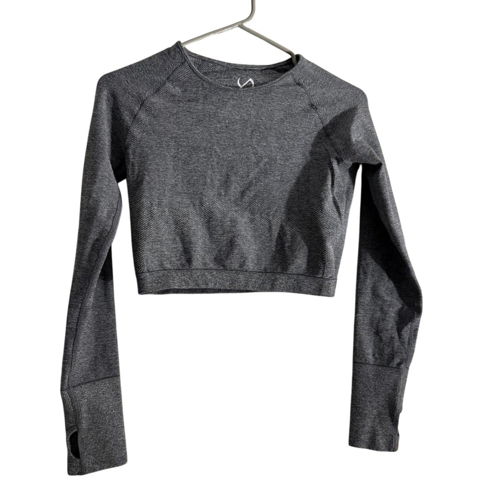 Gymshark Gray Cropped Long Sleeve Athletic Top Women's Small
